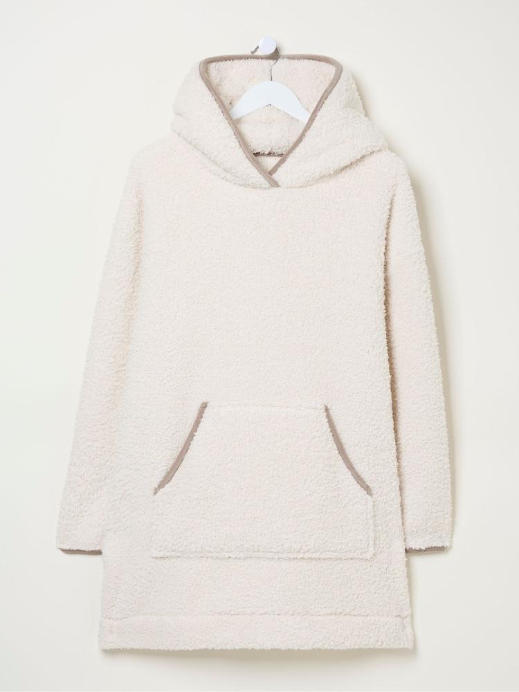 fat face Snuggle Ivory Borg Hoodie