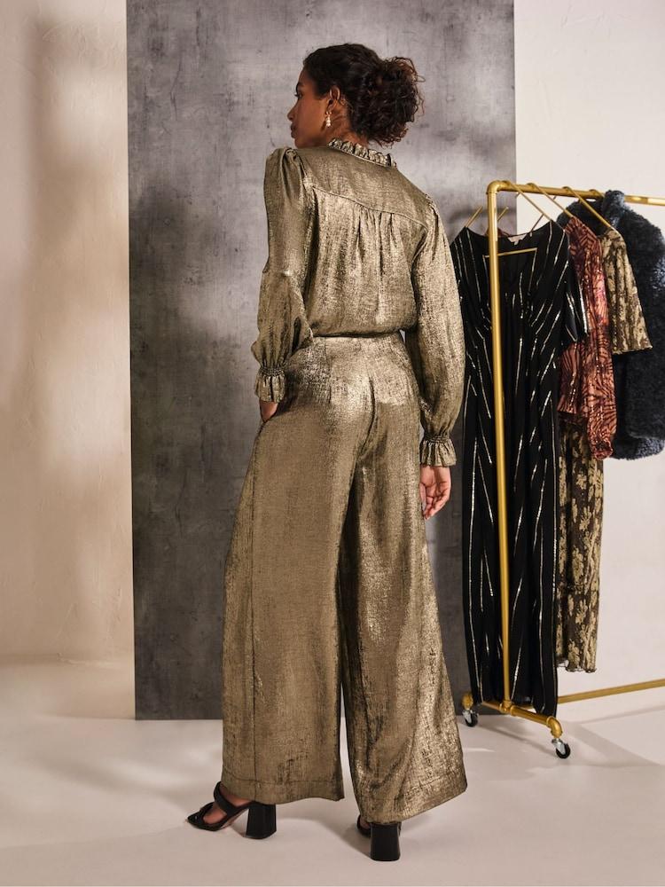 Fat Face Sofia Gold Metallic Trousers