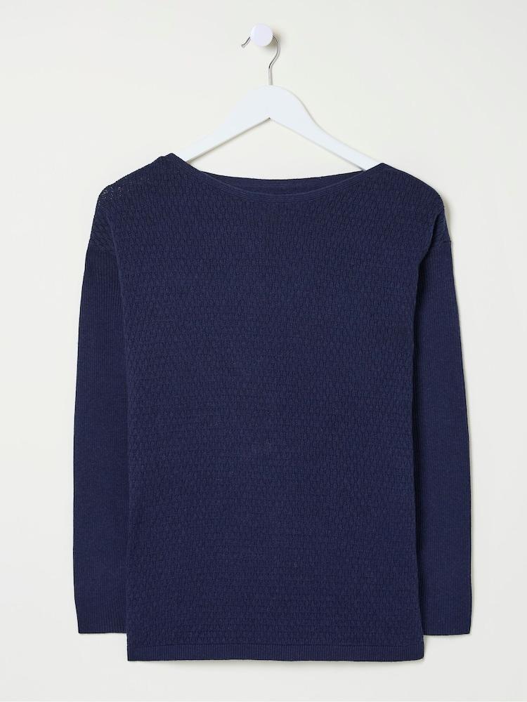 fat face Sophie Blue Boat Neck Jumper