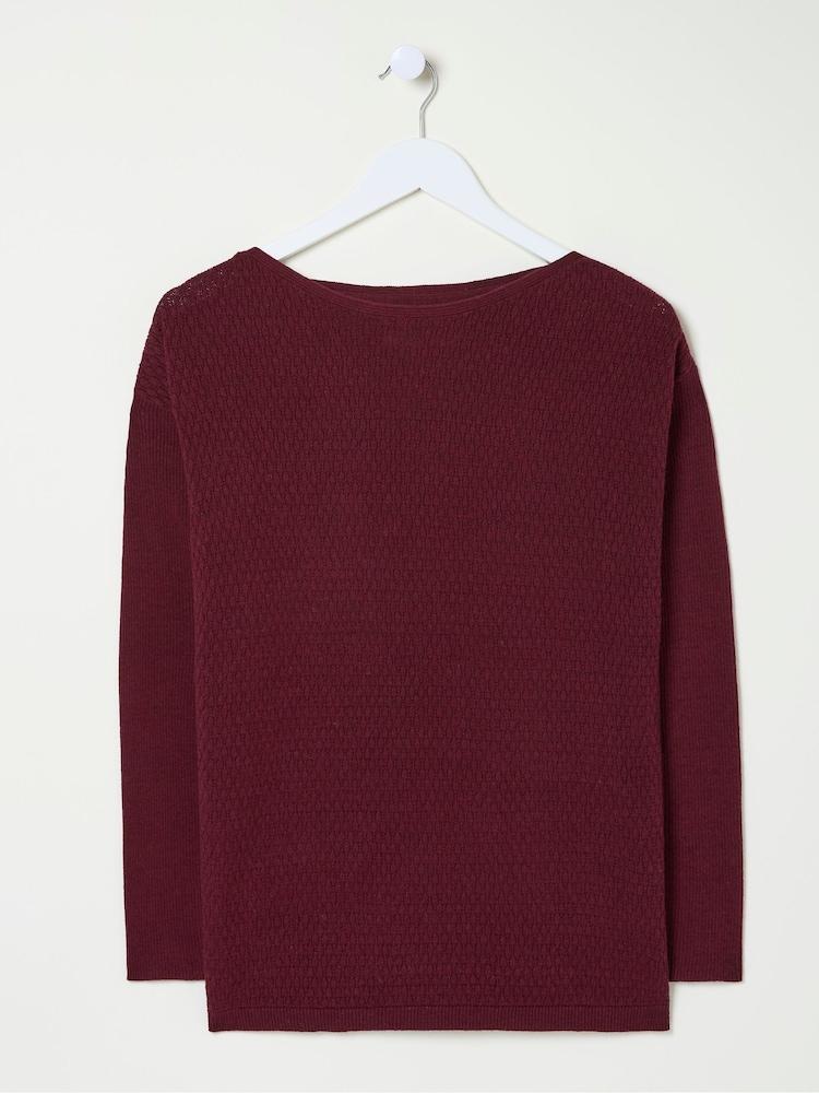 fat face Sophie Burgundy Red Boat Neck Jumper