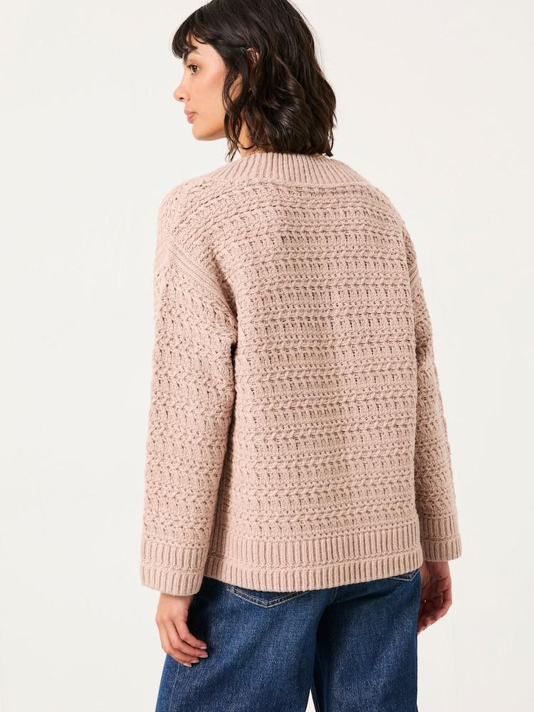 Fat Face Stella Natural V Neck Knitted Jumper