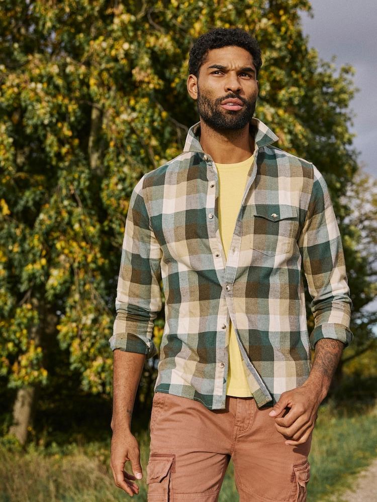 Fat Face Stone Long Sleeve Buffalo Check Shirt