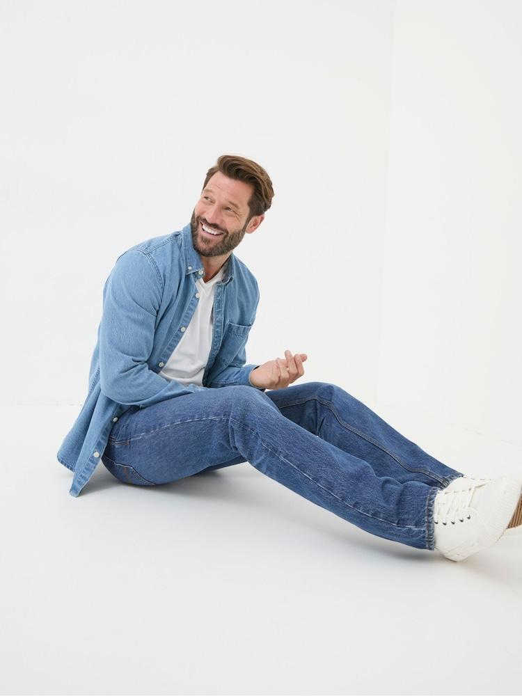 Fat Face Stone Wash Blue Straight Fit Jeans