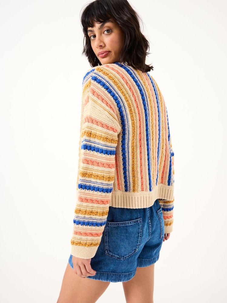 Fat Face Summer Natural Textured Stripe Cardigan