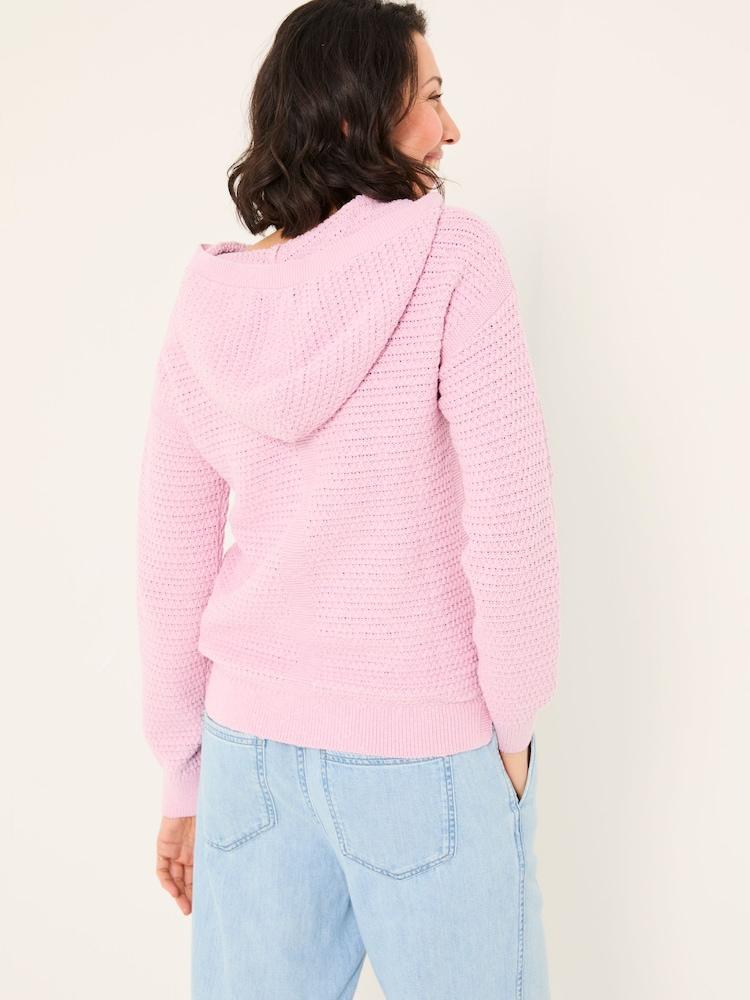 Fat Face Sutton Blush Pink Textured Knitted Hoodie