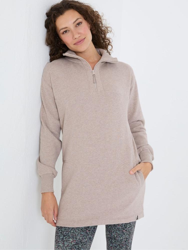 Fat Face Sutton Natural Half Zip Sweatshirt