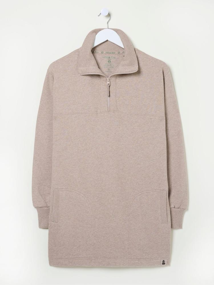 fat face Sutton Natural Half Zip Sweatshirt