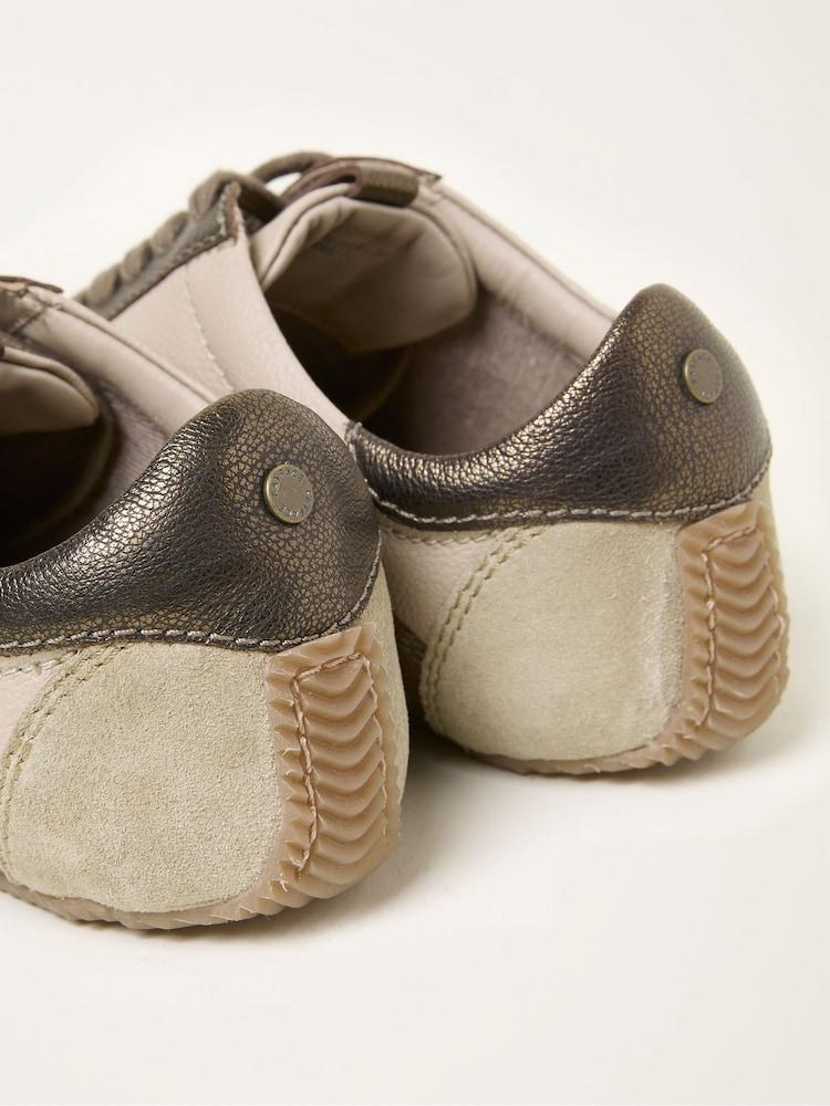 Fat Face Sylvie Ivory Leather Trainer