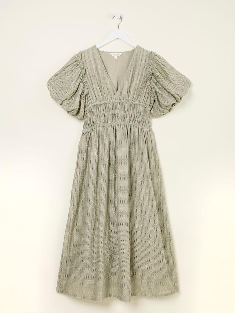 fat face Tabitha Sage Green Textured Dress