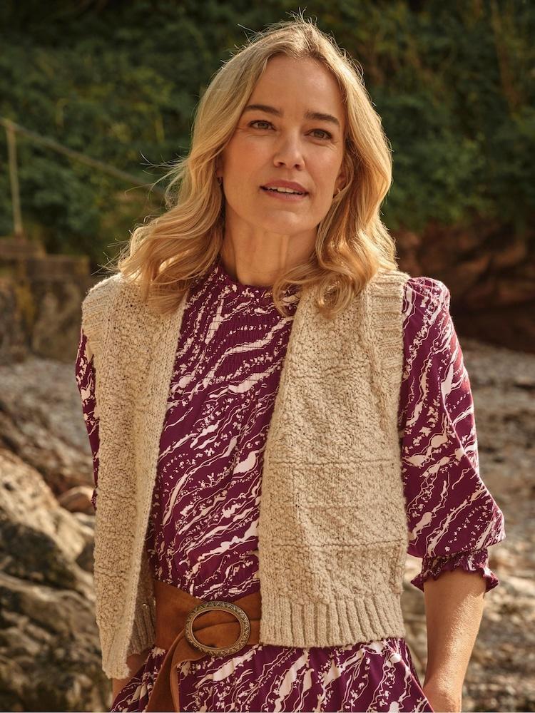 Fat Face Talia Natural Pattern Waistcoat