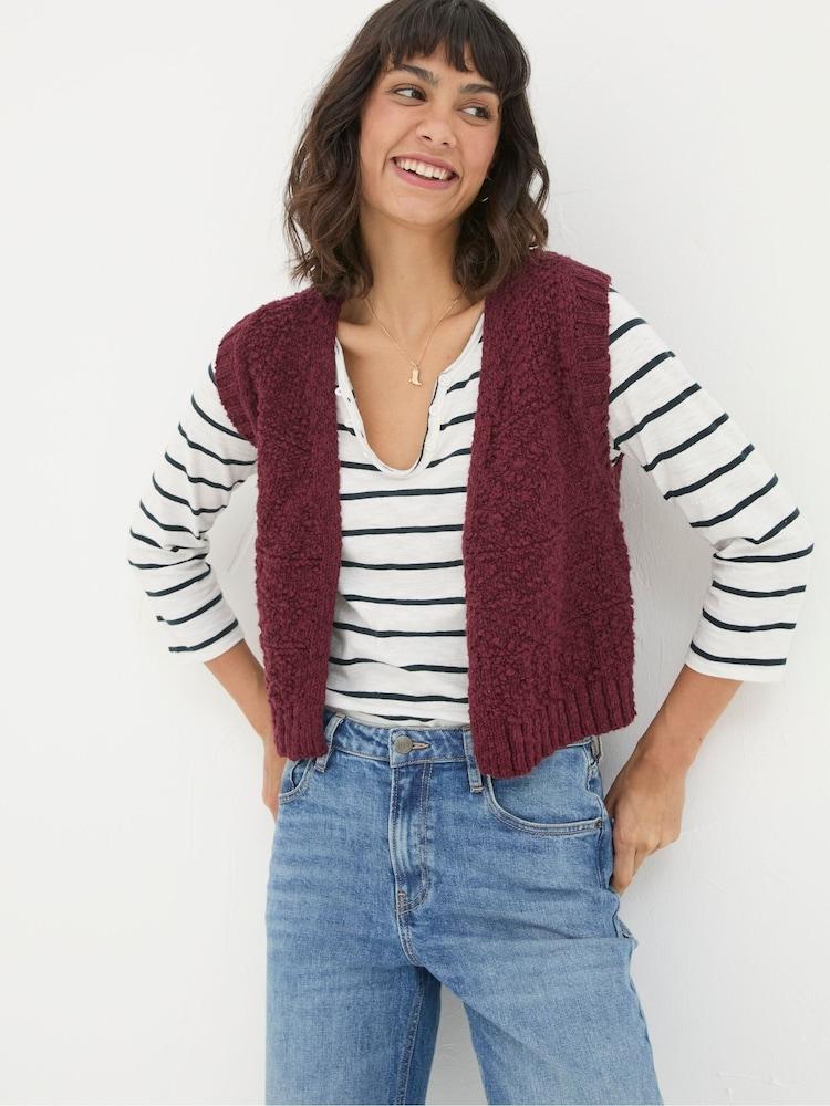 Fat Face Talia Red Pattern Waistcoat