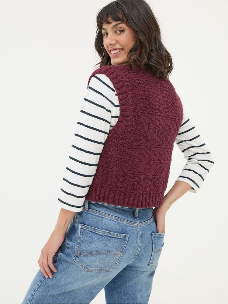 Fat Face Talia Red Pattern Waistcoat
