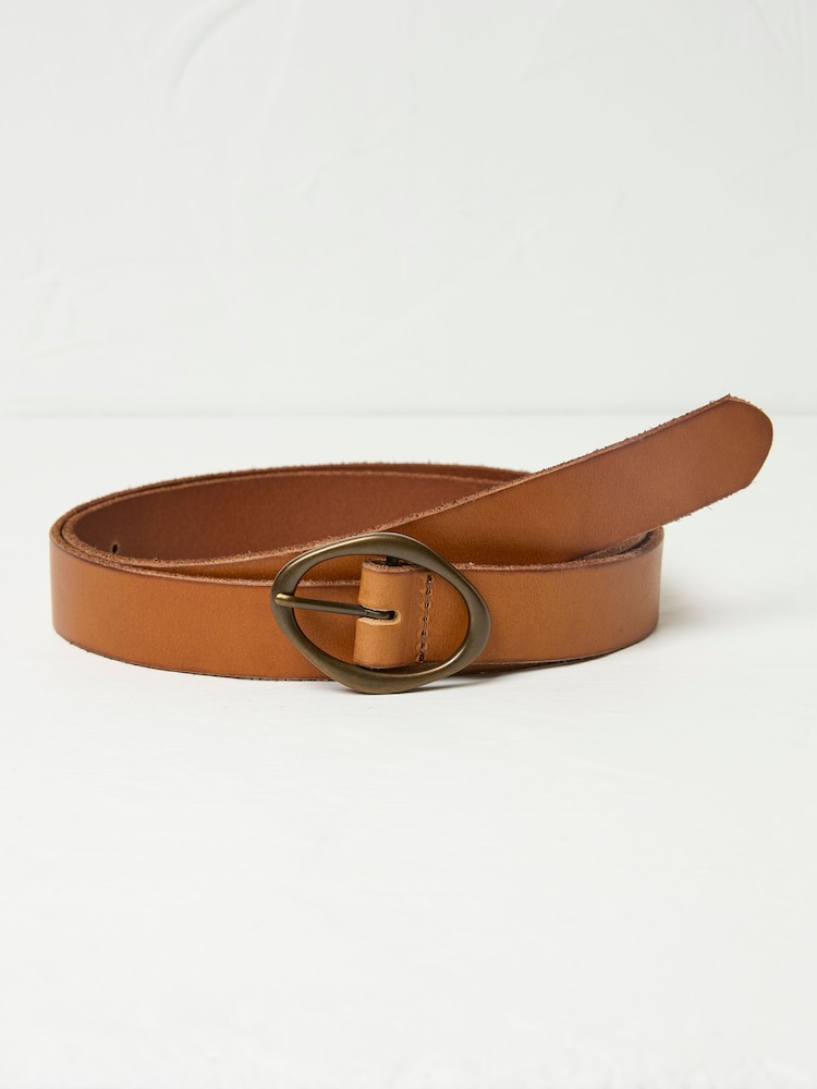 Fat Face Tan Brown Buckle Interest Leather Belt