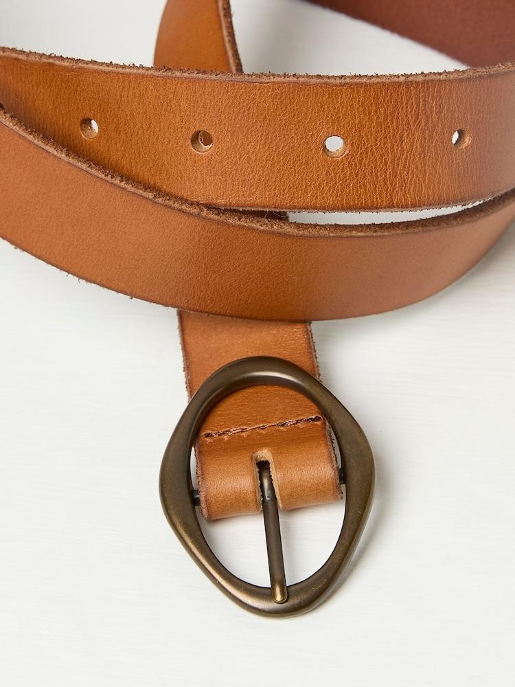 Fat Face Tan Brown Buckle Interest Leather Belt