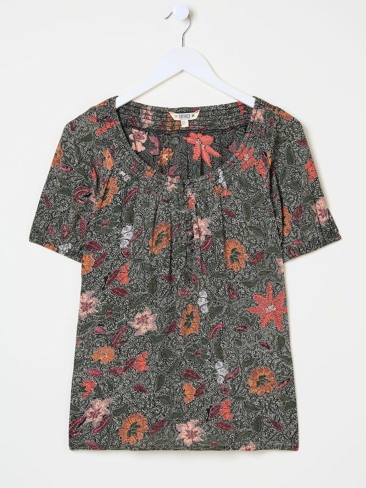 fat face Tayana Black Detail Floral Blouse