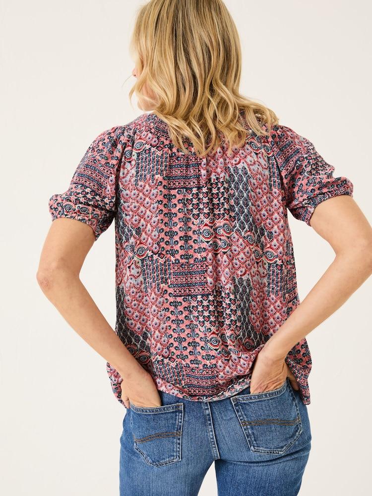 Fat Face Tayana Ivory Geo Patchwork Blouse