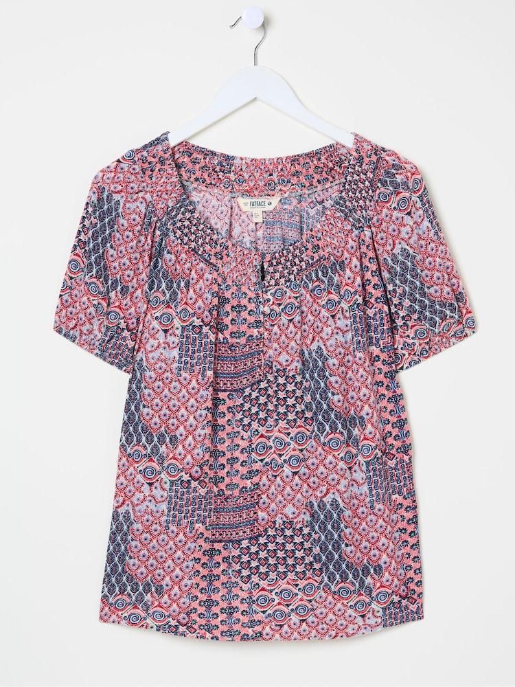 fat face Tayana Ivory Geo Patchwork Blouse