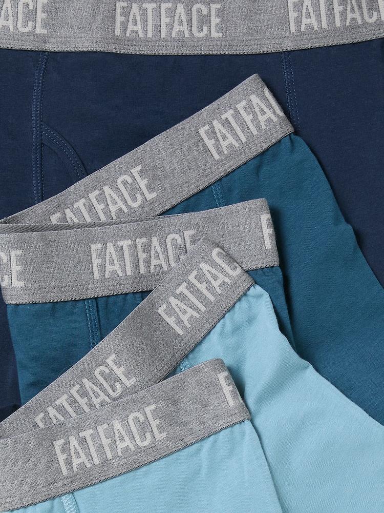 fat face Teal Blue 3 Pairs of Plain Boxers