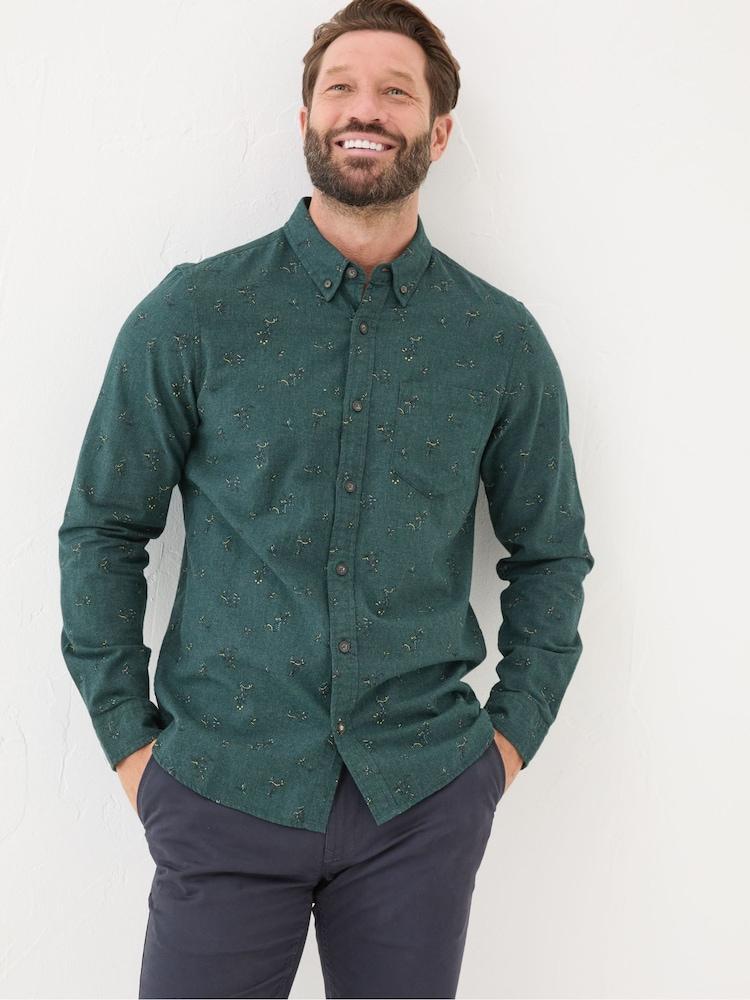 Fat Face Teal Blue Burgess Floral Print Shirt