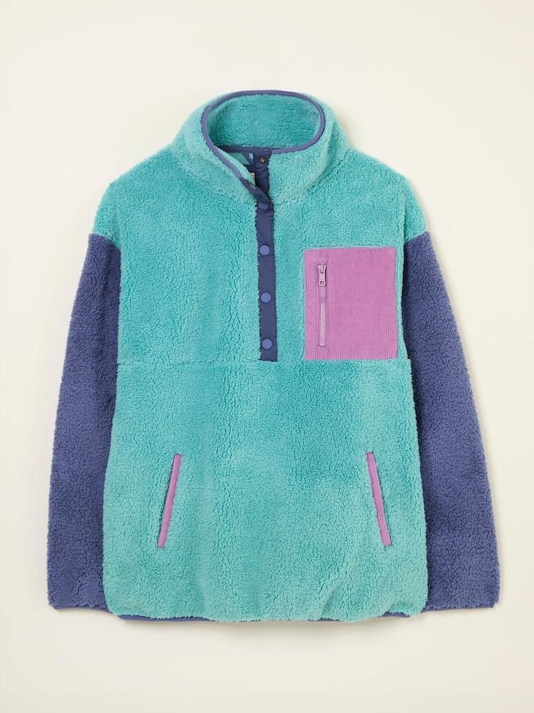 fat face Teal Blue Colourblock Half Neck Fleece