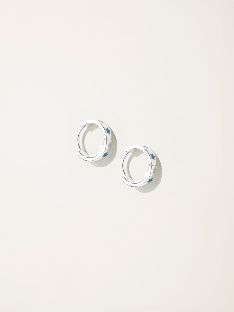 Fat Face Teal Blue Enamel Star Stud Earrings