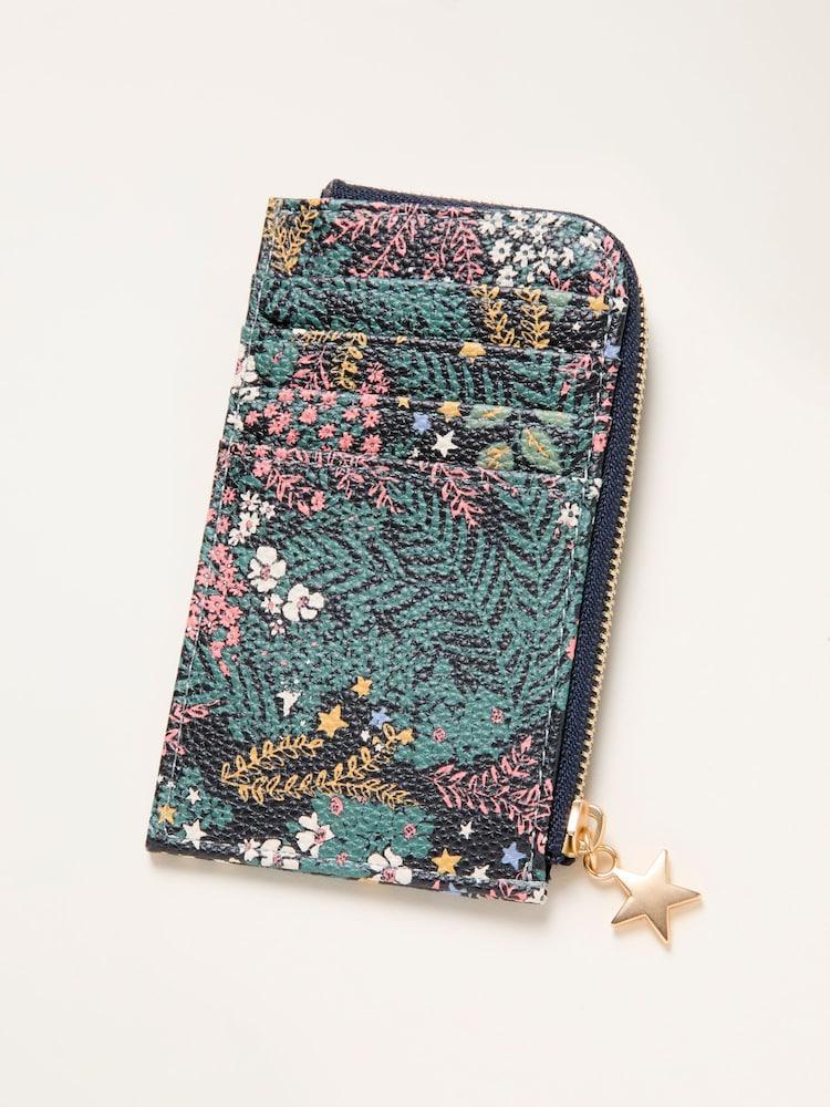 Fat Face Teal Blue Floral Printed Card Holder