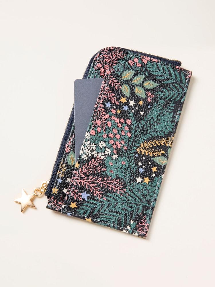 Fat Face Teal Blue Floral Printed Card Holder