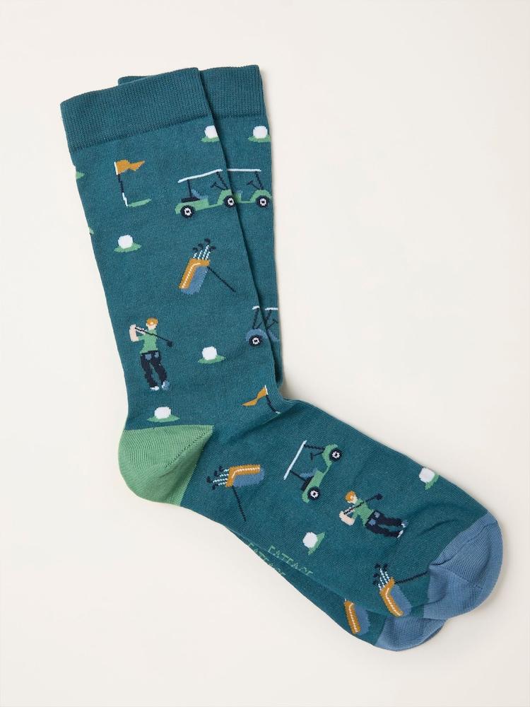 Fat Face Teal Blue Golf Socks