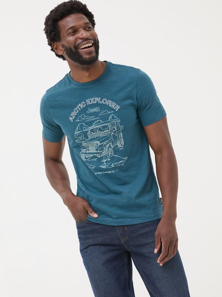 Fat Face Teal Blue Jeep Arctic Explorer T-Shirt