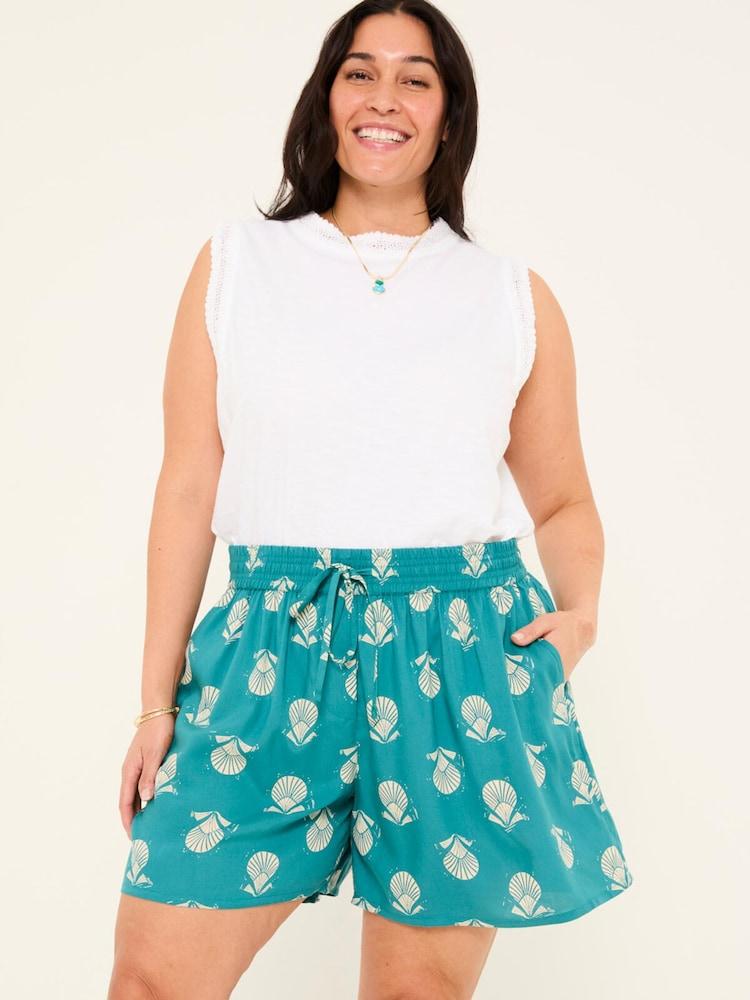 Fat Face Teal Blue Lino Shell Flippy Shorts