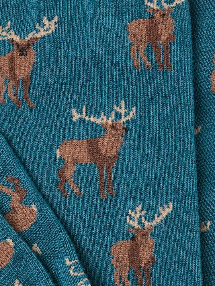 Fat Face Teal Blue Moose Socks