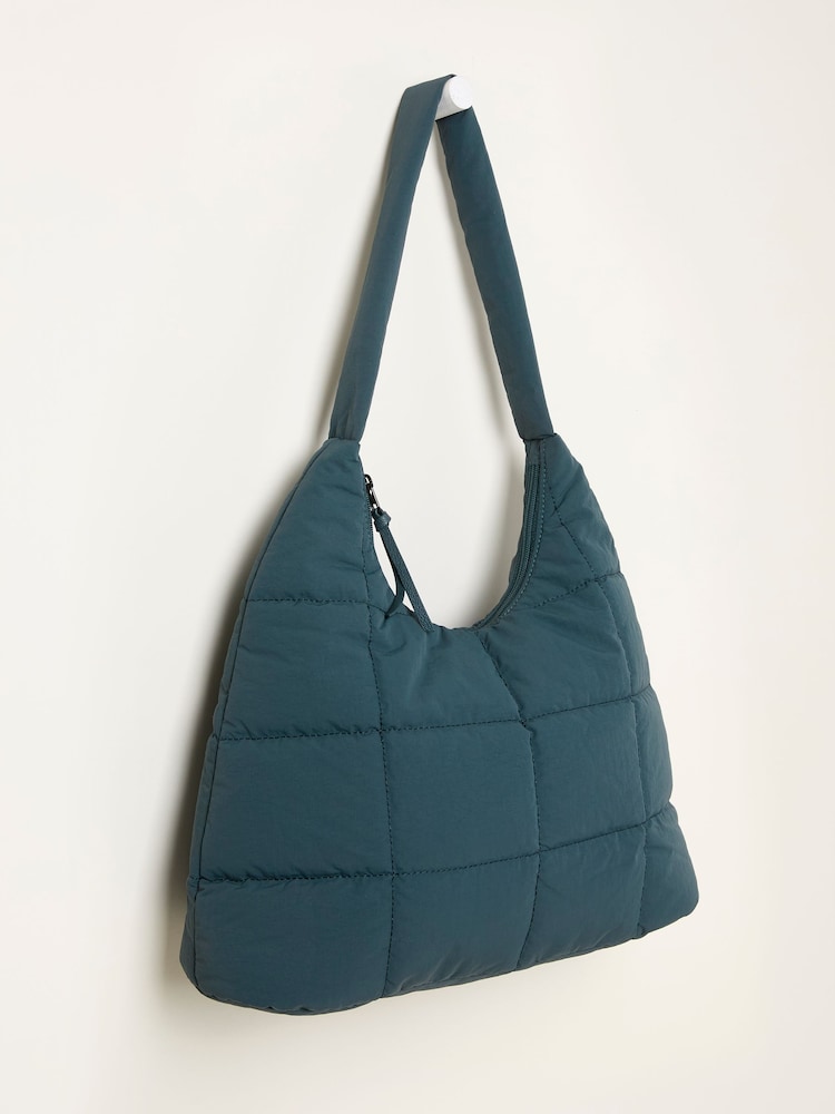 fat face Teal Blue Quilted Nylon Shoulder Bag