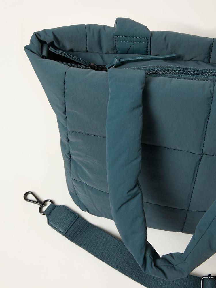 Fat Face Teal Blue Quilted Nylon Tote Bag