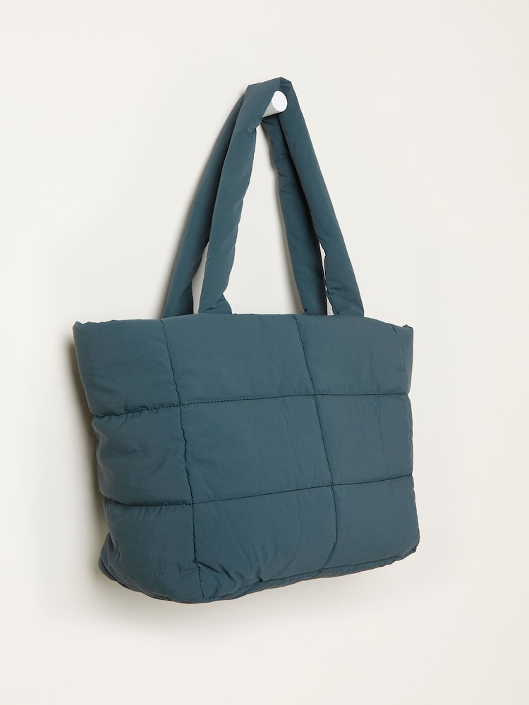 fat face Teal Blue Quilted Nylon Tote Bag