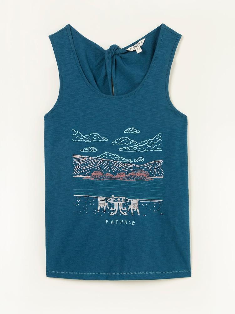fat face Teal Blue Scene Graphic Vest