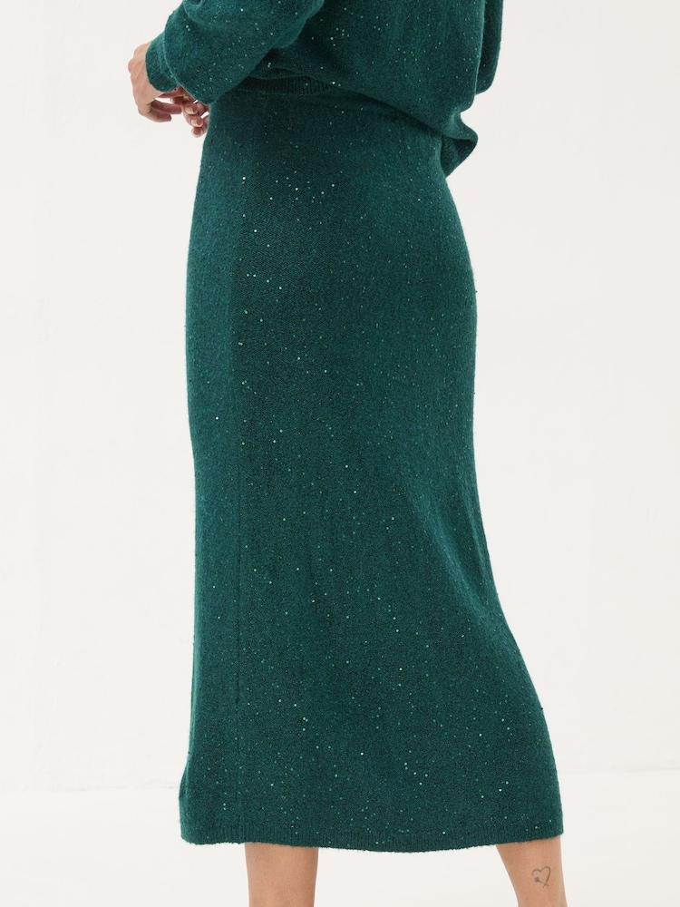Fat Face Teal Blue Sequin Knit Skirt