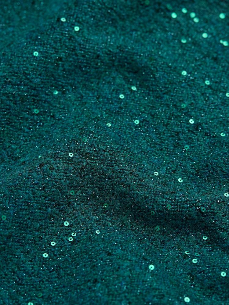 fat face Teal Blue Sequin Knit Skirt