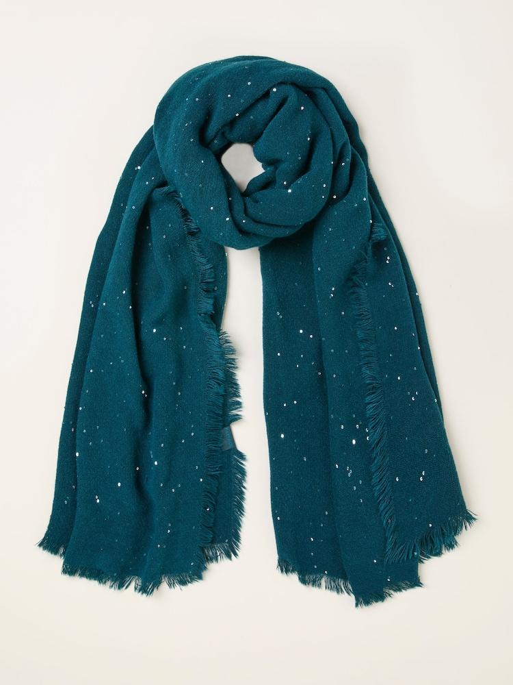 Fat Face Teal Blue Sequin Scarf
