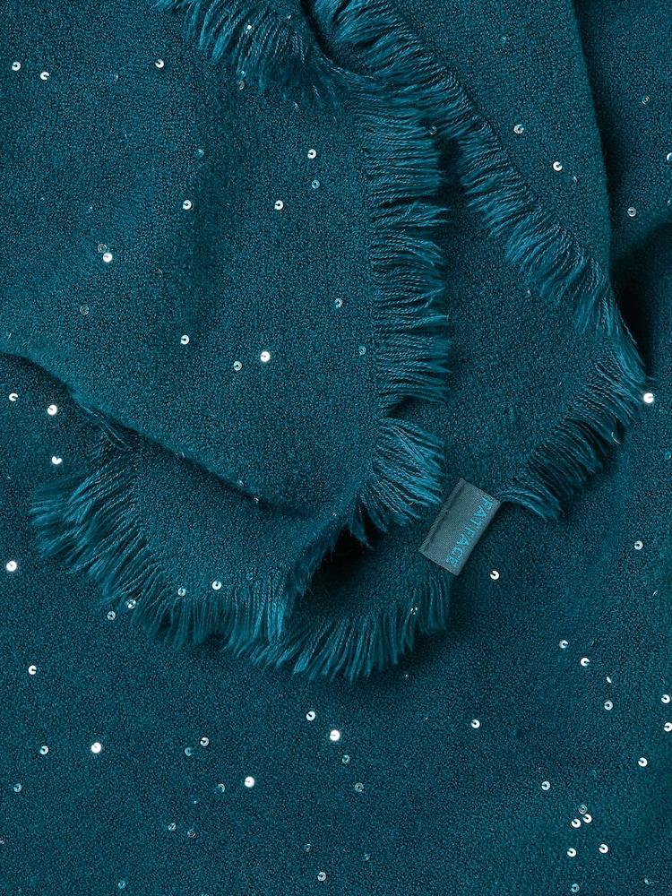 Fat Face Teal Blue Sequin Scarf