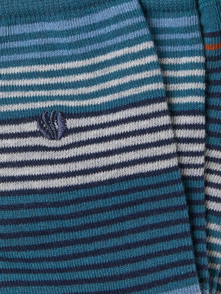 Fat Face Teal Blue Striped Socks