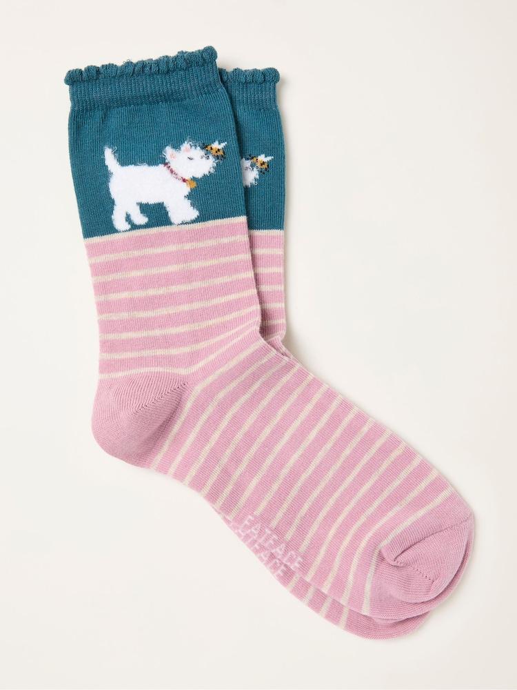 Fat Face Teal Blue Westie Socks