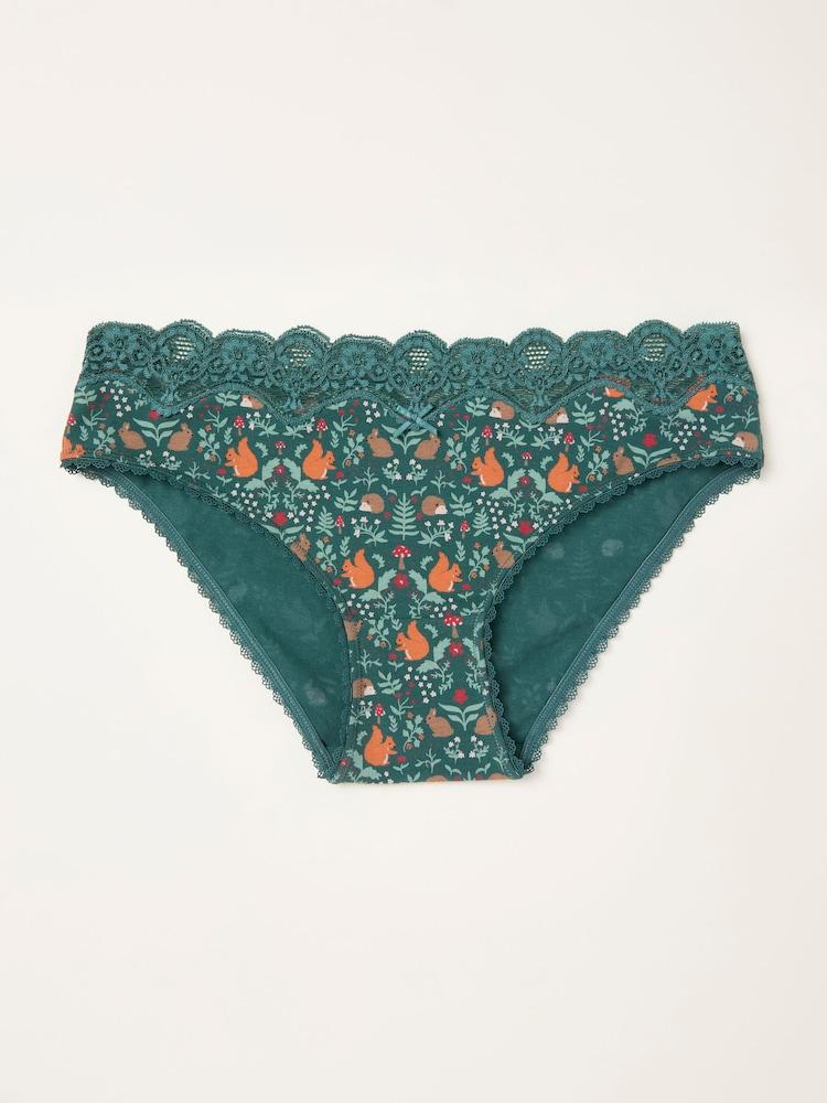 Fat Face Teal Blue Woodland Print Classic Knickers