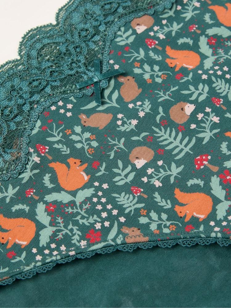 fat face Teal Blue Woodland Print Classic Knickers