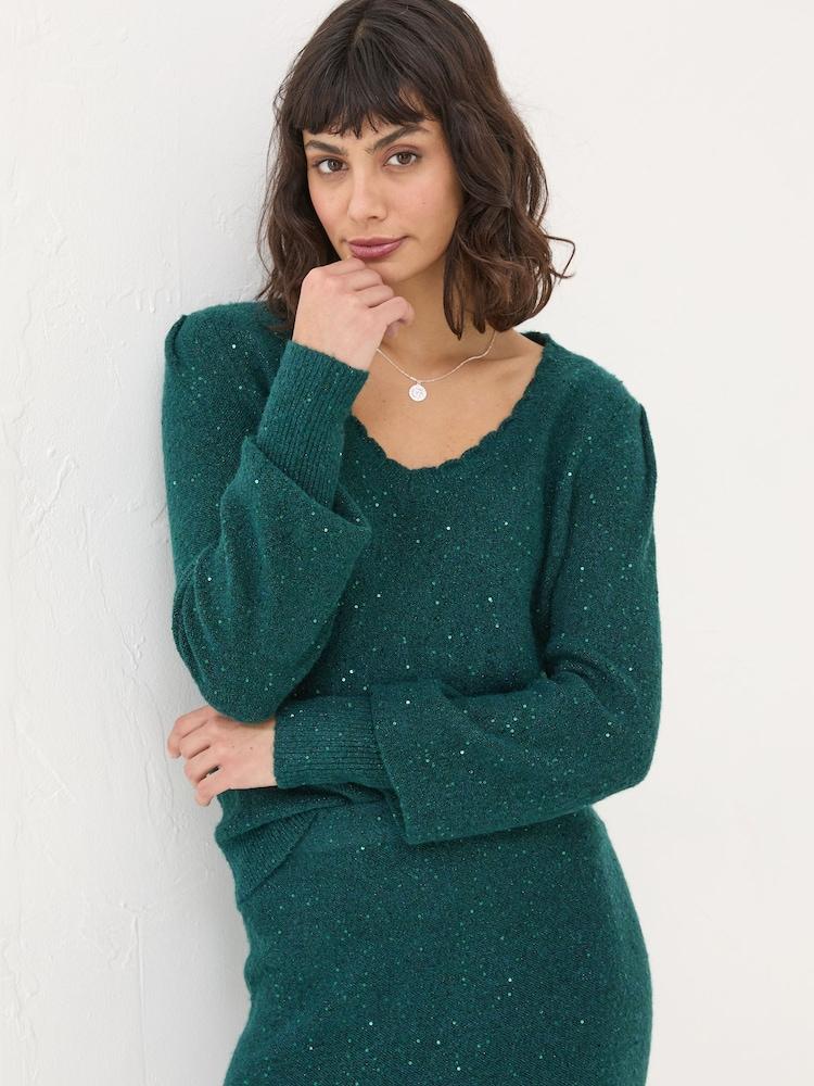 Fat Face Teal Green Jasmine Jumper