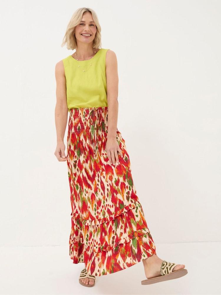 Fat Face Tegan Orange Paradise Ikat Maxi Skirt
