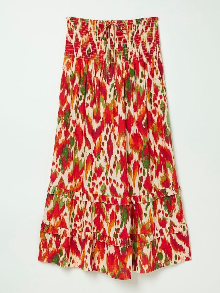 fat face Tegan Orange Paradise Ikat Maxi Skirt