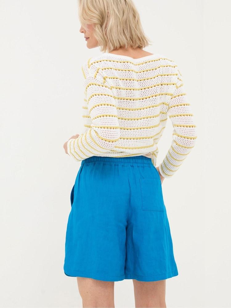 Fat Face Tenby Blue Linen Shorts