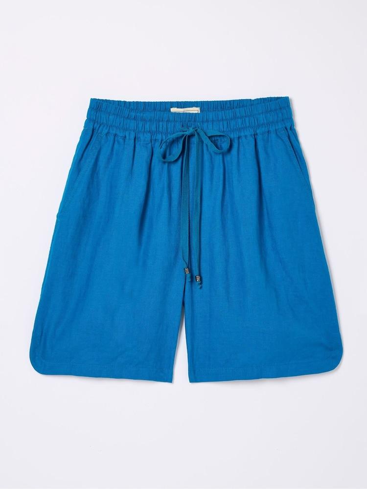 fat face Tenby Blue Linen Shorts