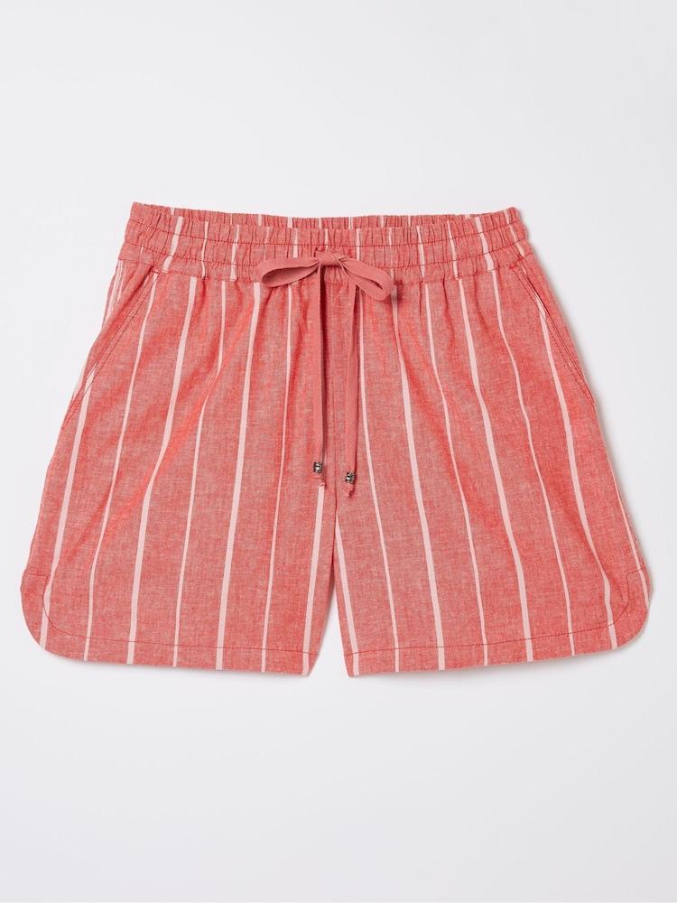 fat face Tenby Red Linen Blend Stripe Shorts