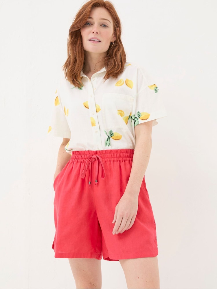 Fat Face Tenby Red Linen Shorts